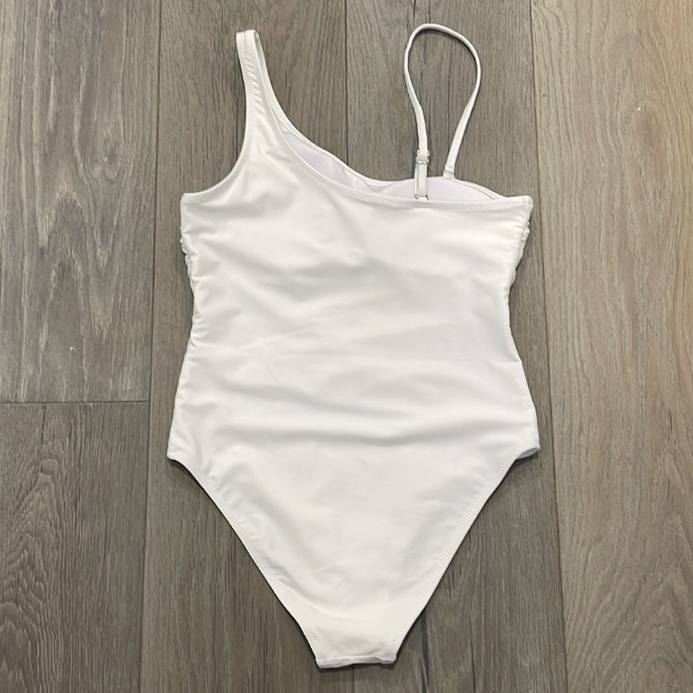 NWOT White Pink Lily One Shoulder Swimsuit Meet me at Waikiki -Small - Picture 2 of 9